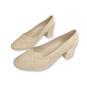 OAK + FORT Block Heel Classic Nude Beige Short Heels Shoes Sz 6